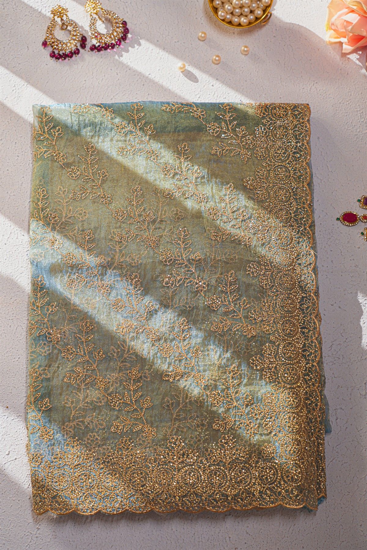 Designer Organza Blue Saree