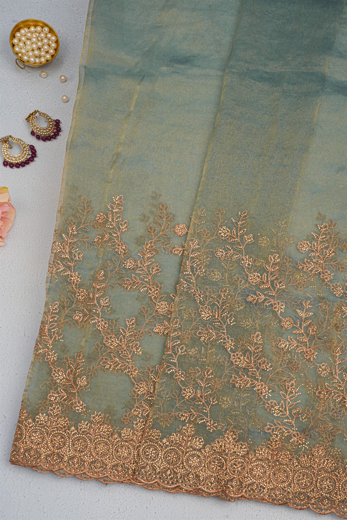 Designer Organza Blue Saree