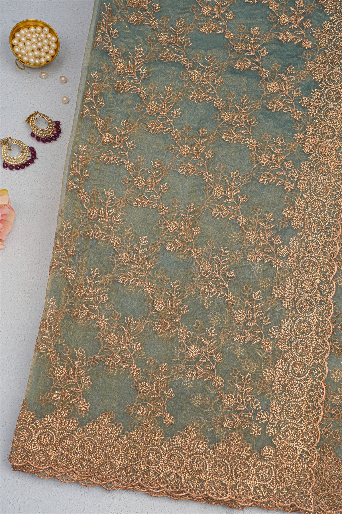 Designer Organza Blue Saree