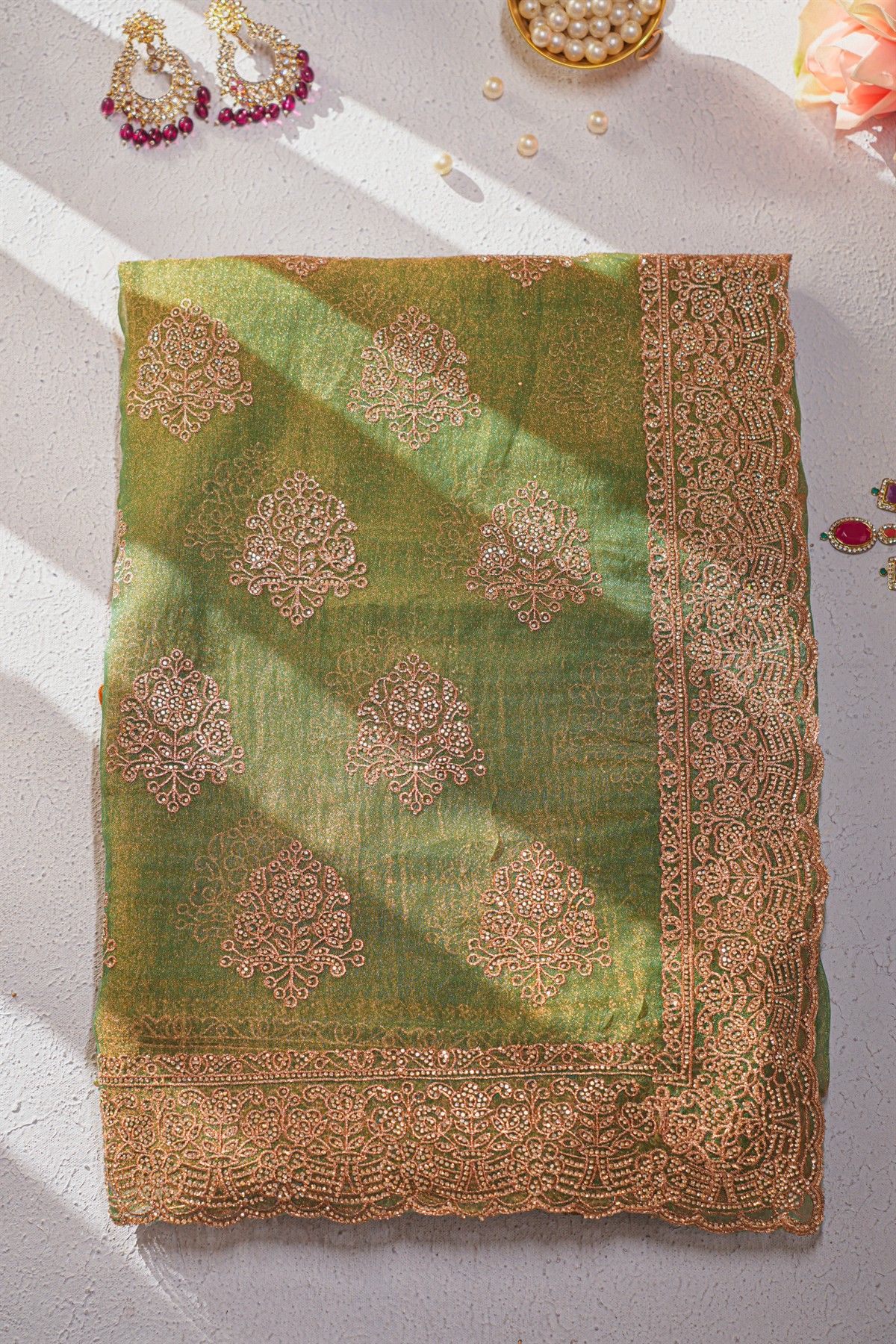 Designer Georgette Green Saree