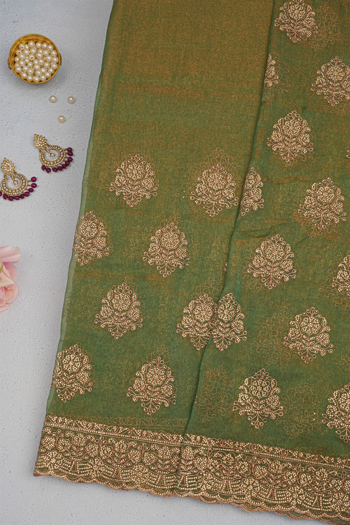 Designer Georgette Green Saree