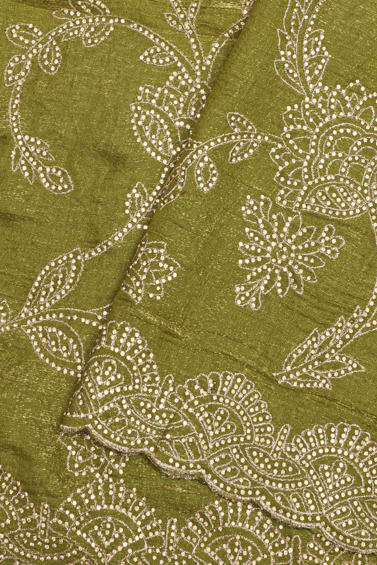 Designer Weaving Georgette Mehendi Green Saree