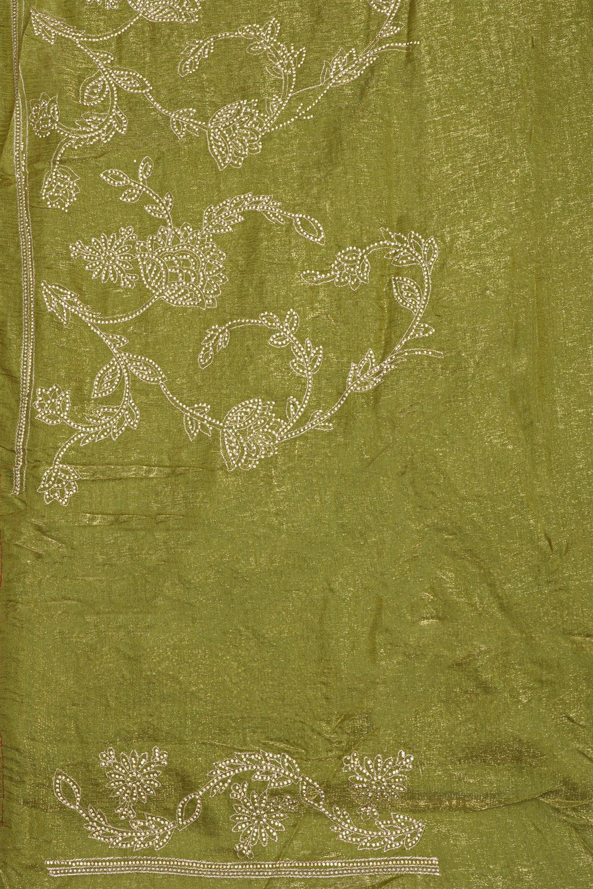 Designer Weaving Georgette Mehendi Green Saree