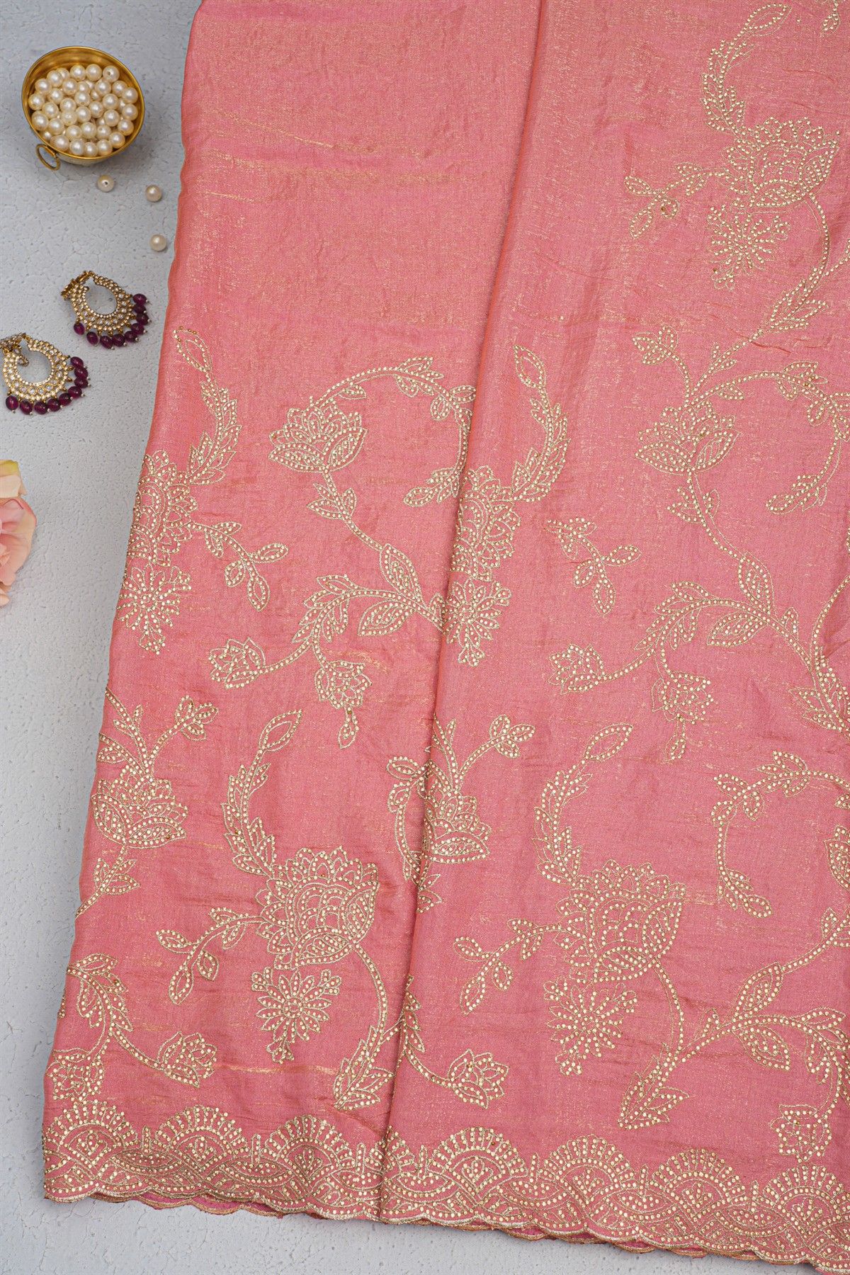 Designer Georgette Peach Saree