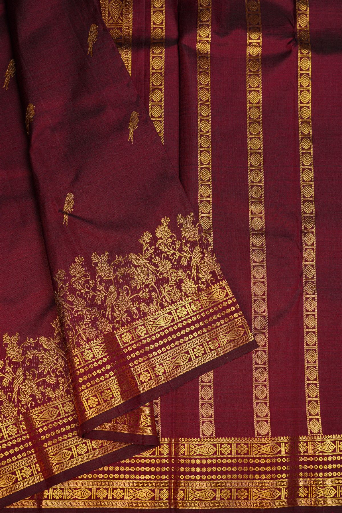 Kancheepuram Silk Dark Maroon Saree