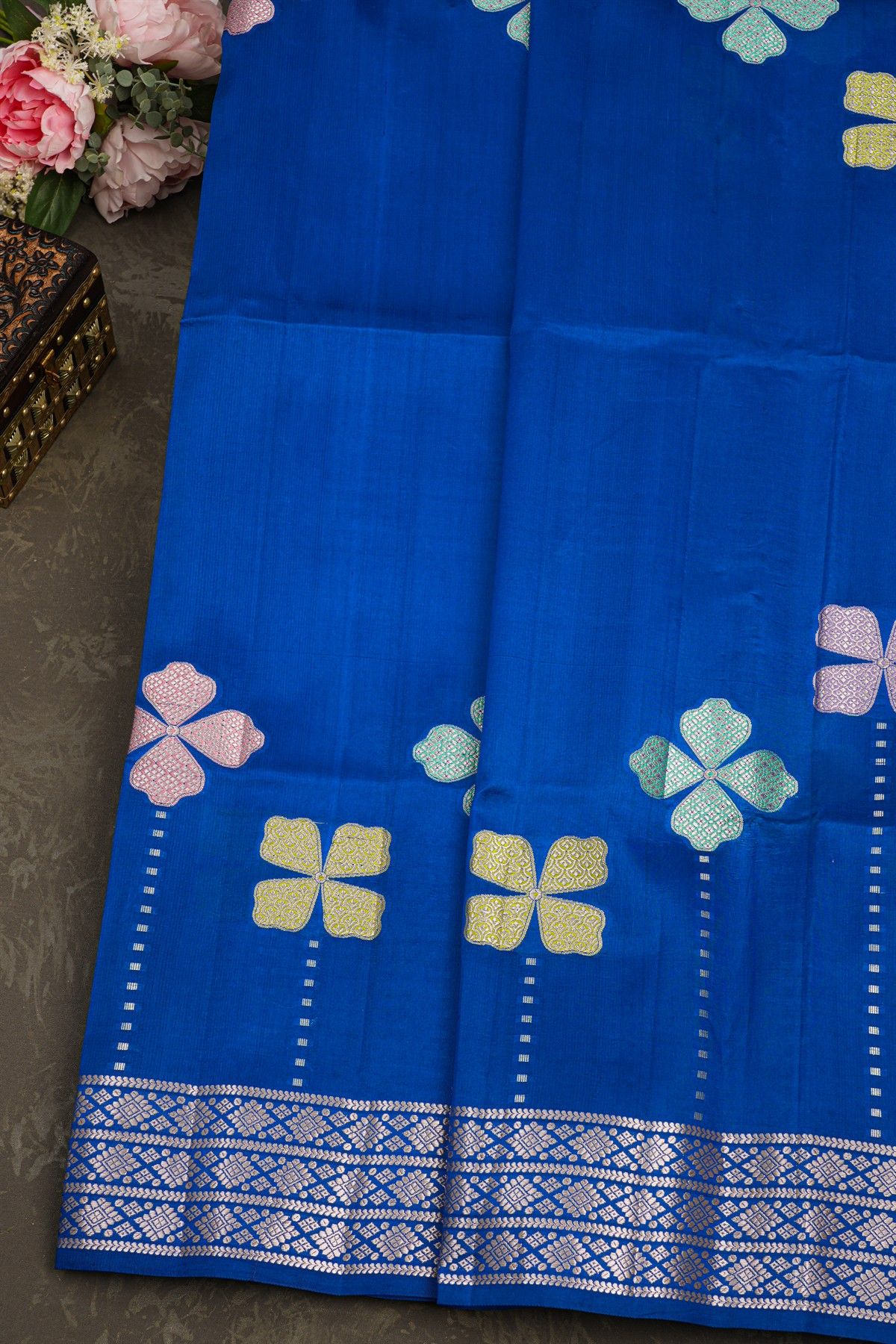 Matka Silk Royal Blue Saree