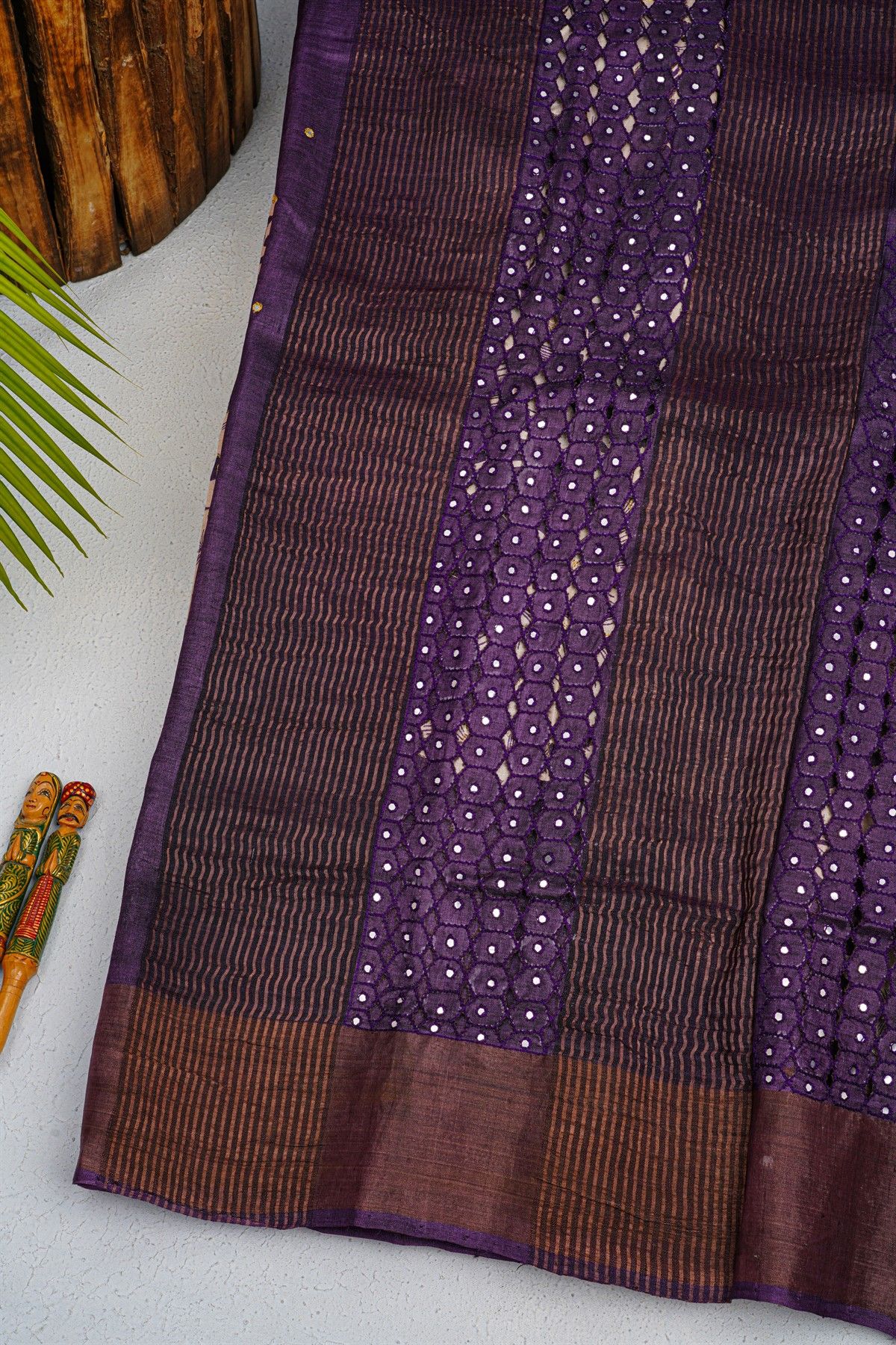 Fancy Tussar Navy Blue Saree