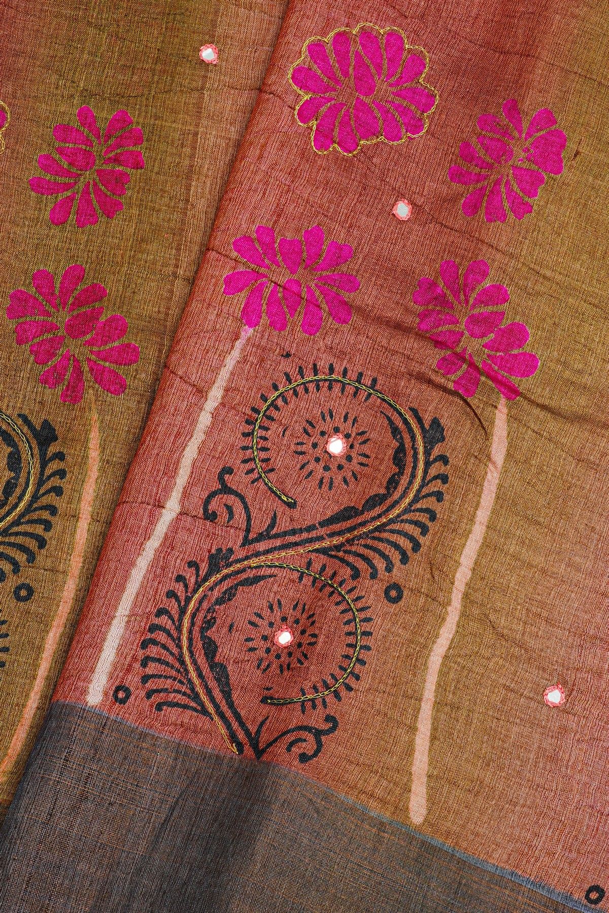 Fancy Tussar Multi Colour Saree