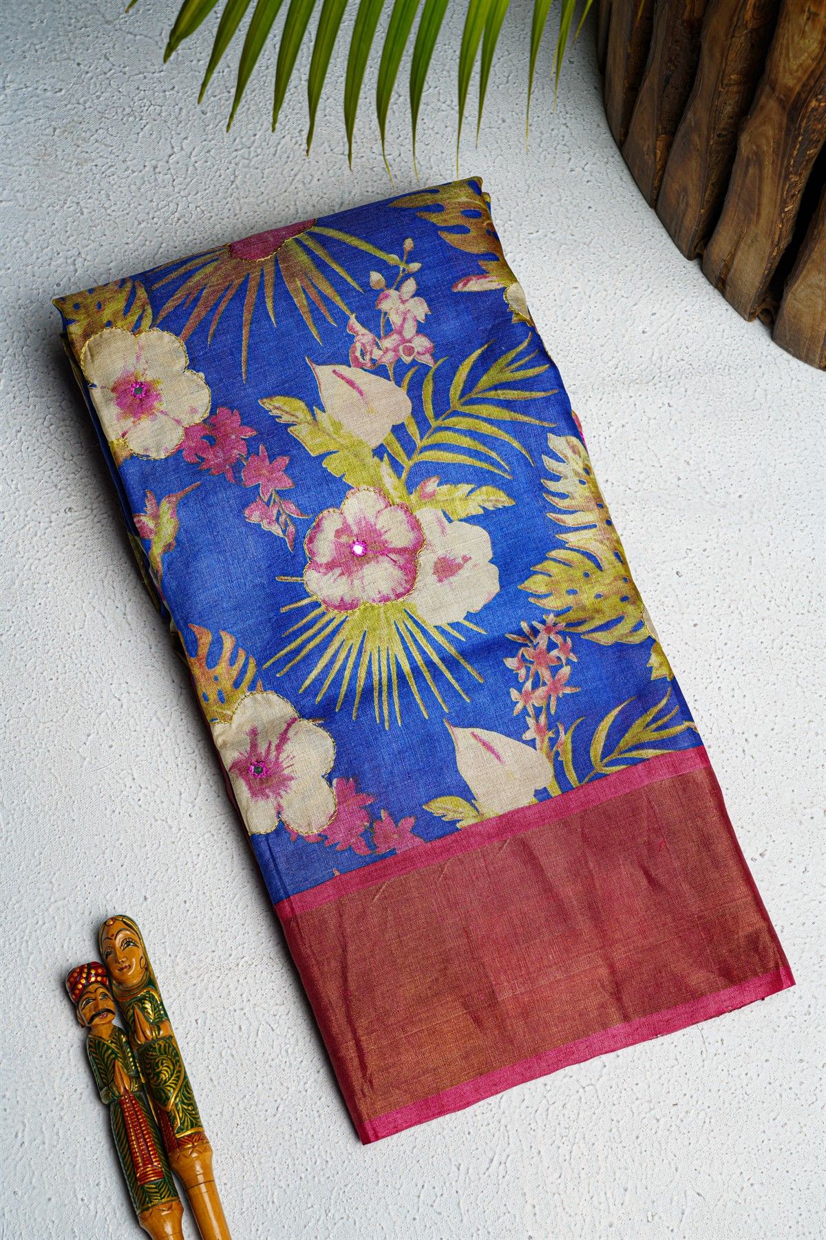 Fancy Tussar Royal Blue Saree