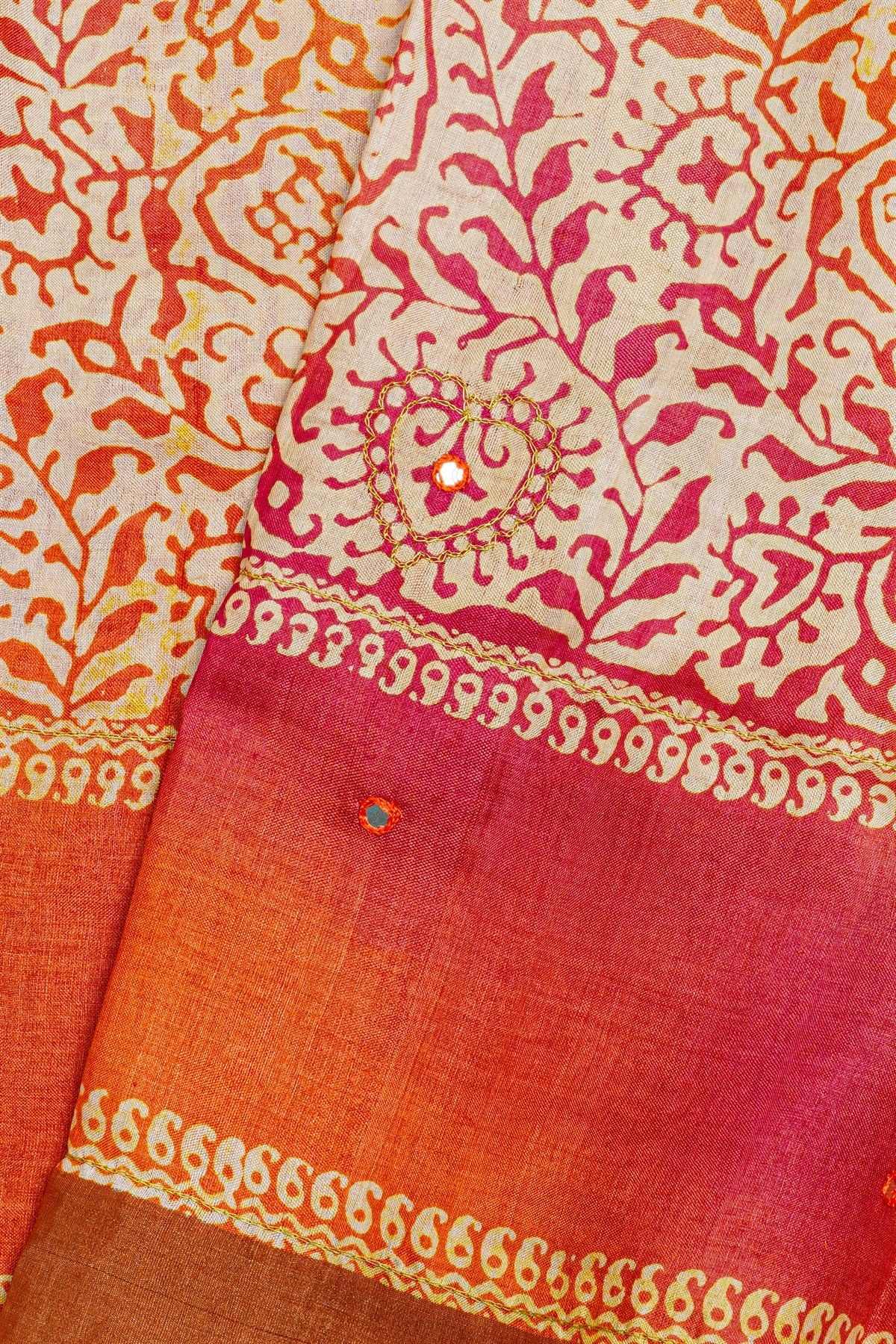 Fancy Tussar Off White Saree