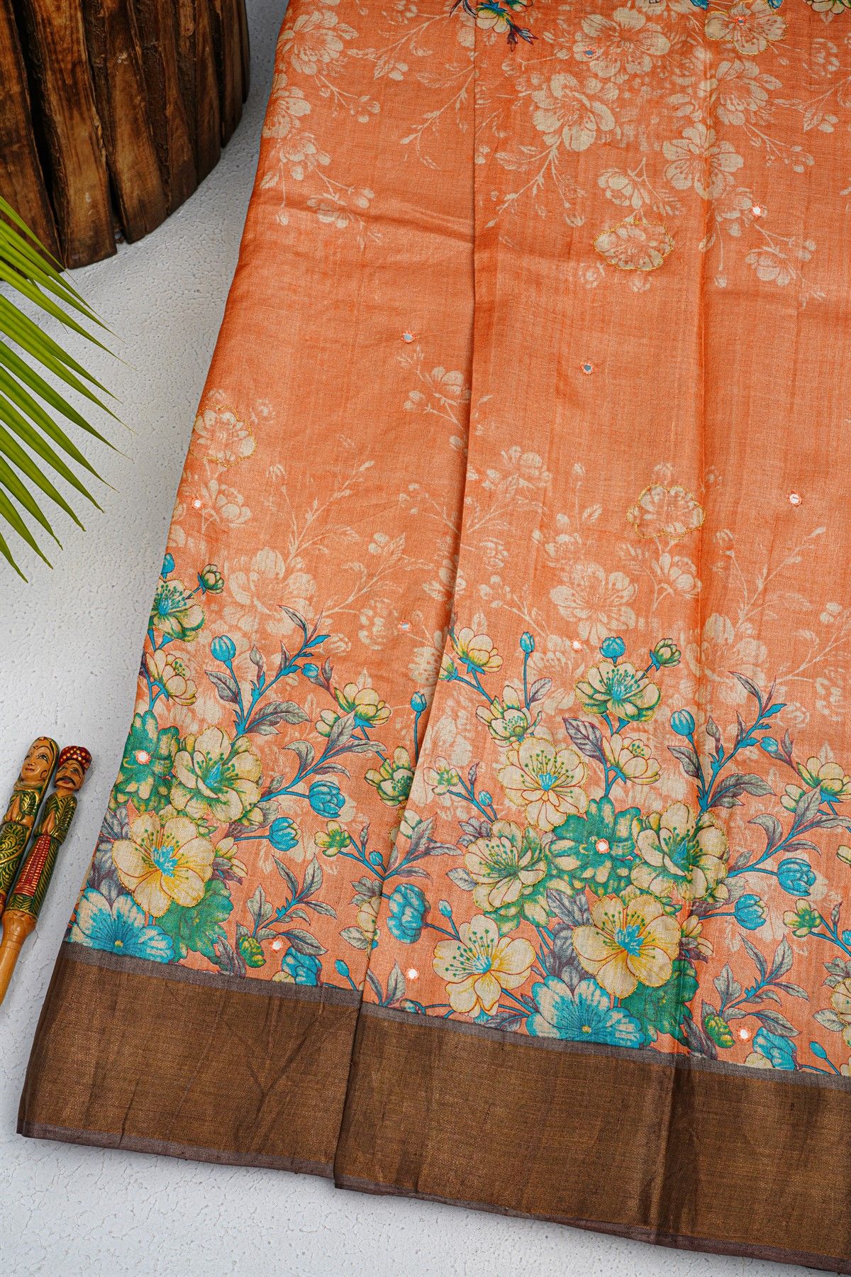 Fancy Tussar Peach Saree