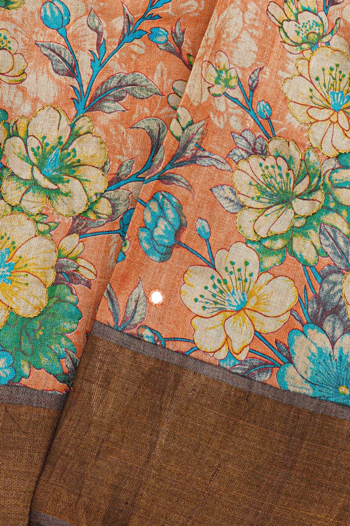 Fancy Tussar Peach Saree