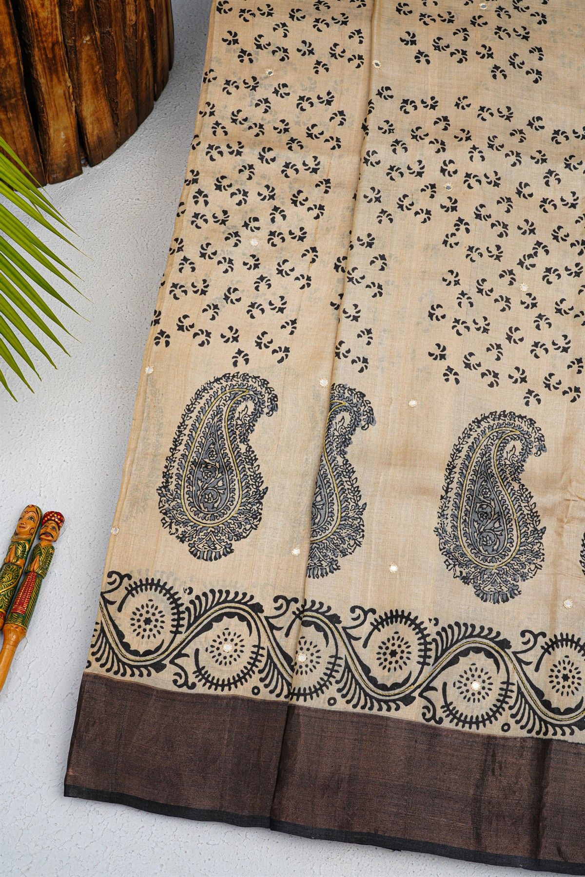 Fancy Tussar Cream Saree