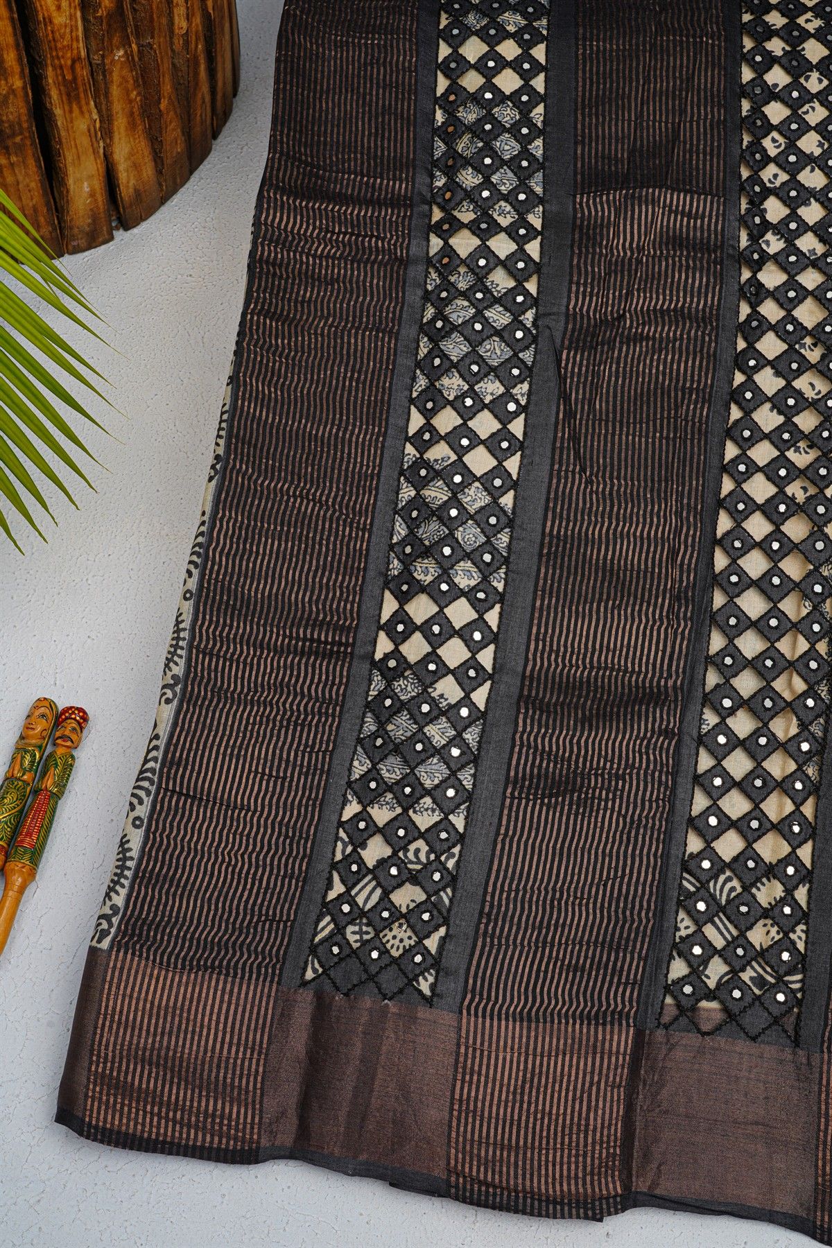 Fancy Tussar Cream Saree