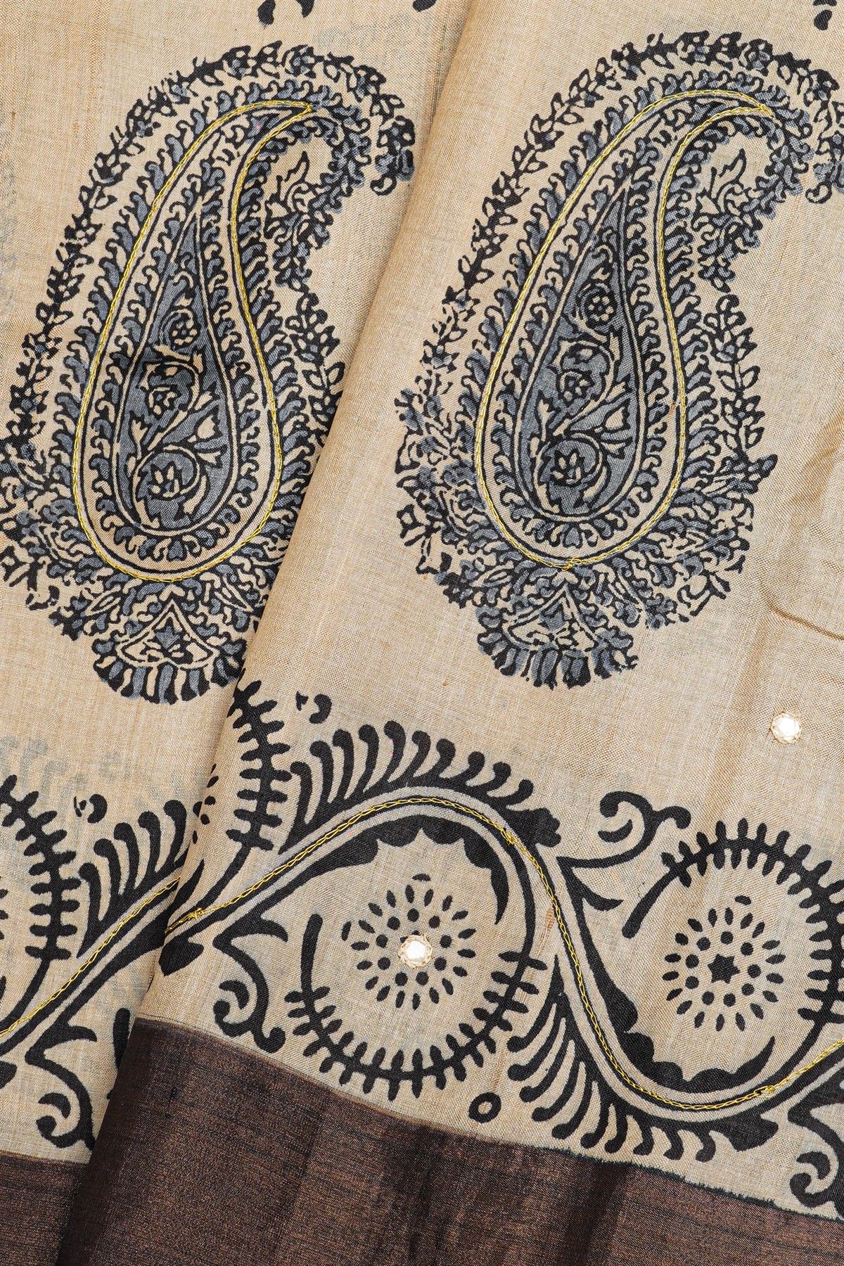 Fancy Tussar Cream Saree