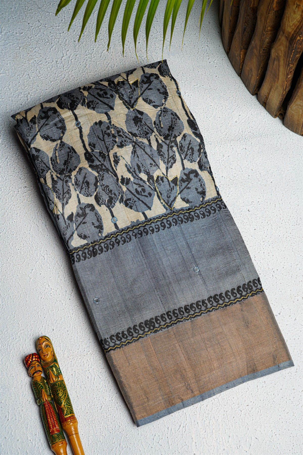 Fancy Tussar Cream Saree