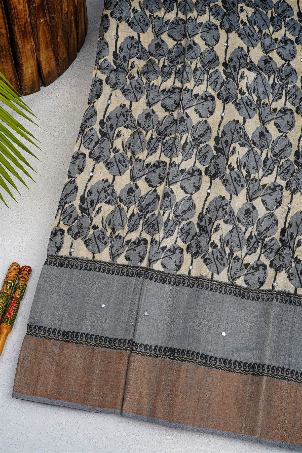 Fancy Tussar Cream Saree