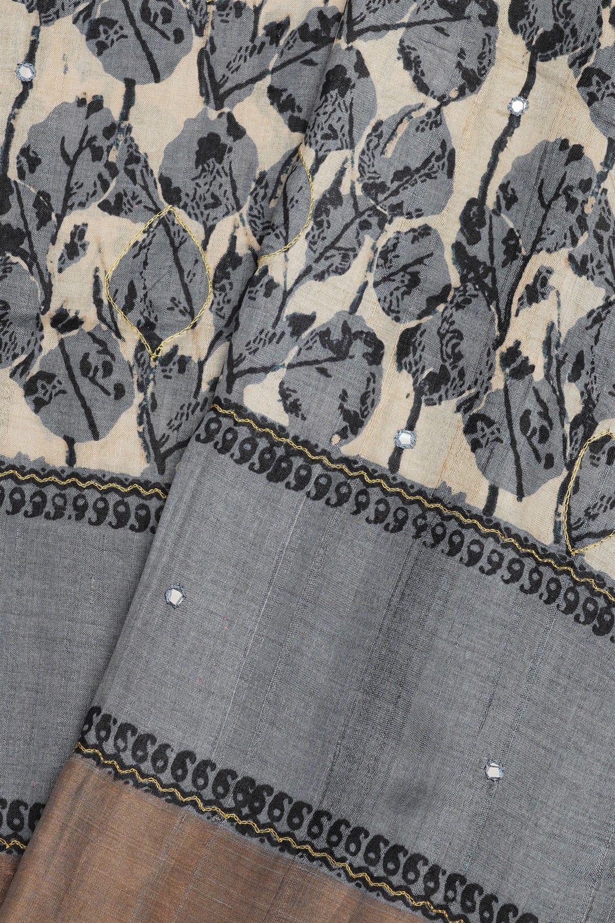 Fancy Tussar Cream Saree