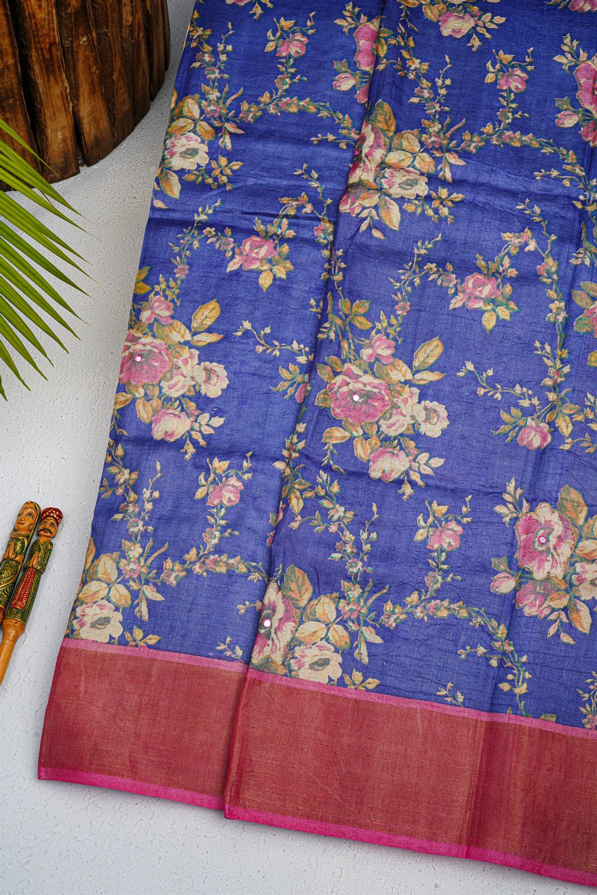 Fancy Tussar Royal Blue Saree