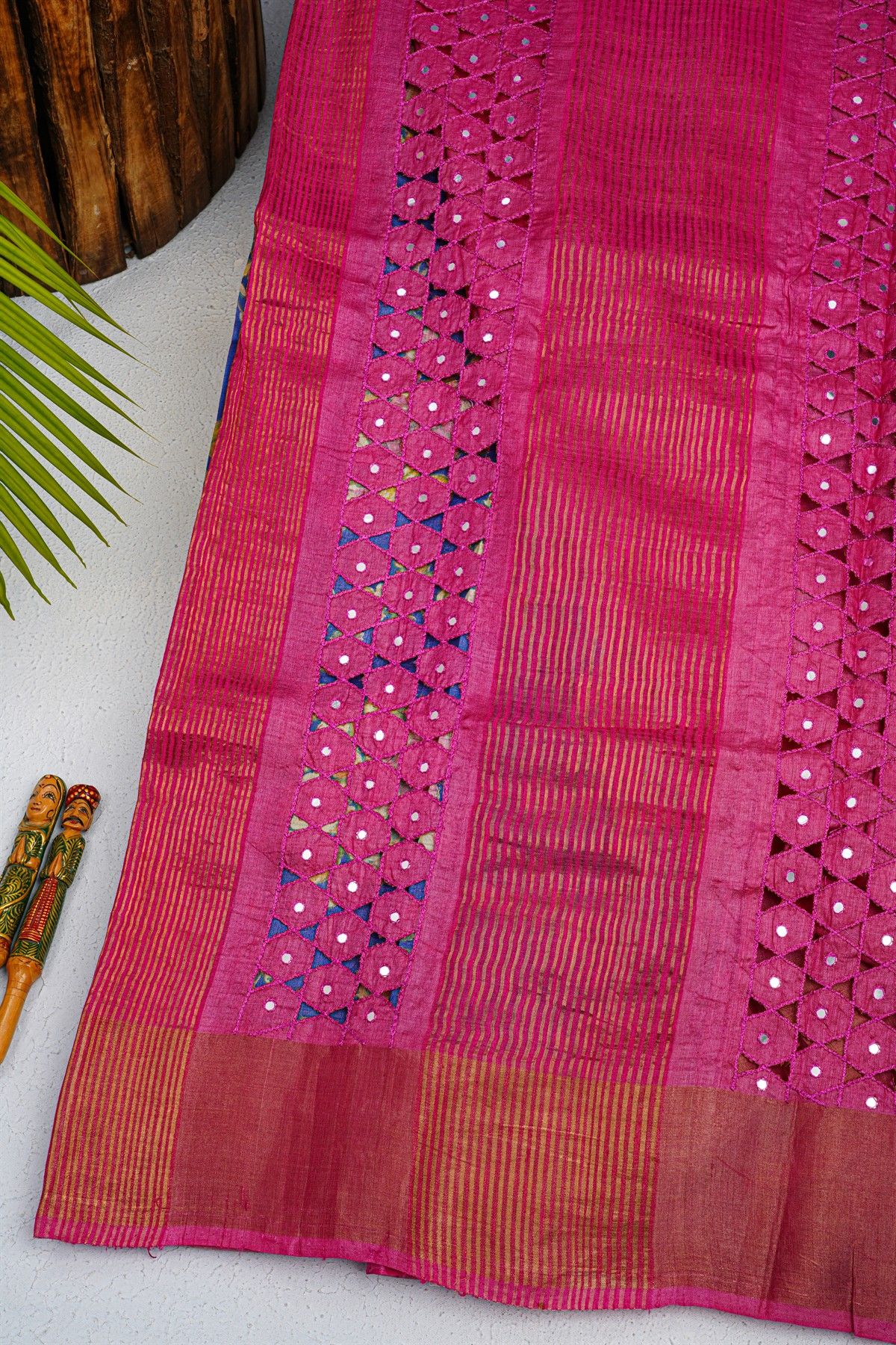 Fancy Tussar Royal Blue Saree