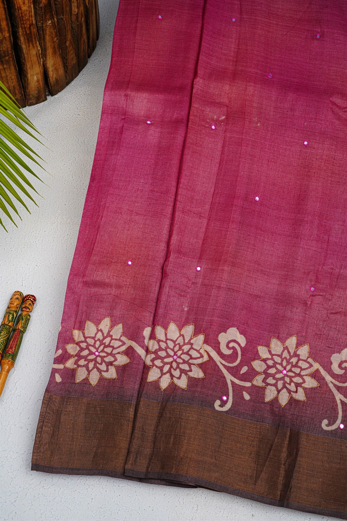 Fancy Tussar Magenta Saree