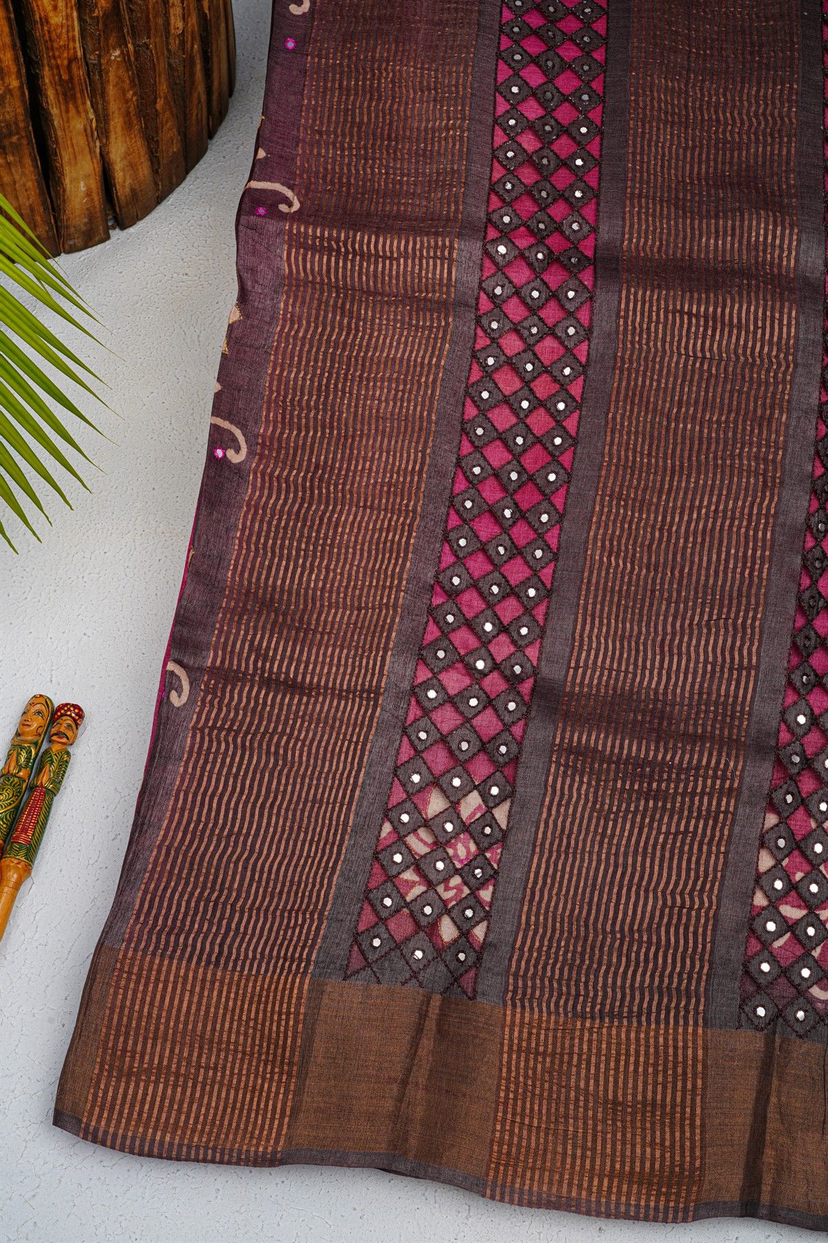 Fancy Tussar Magenta Saree