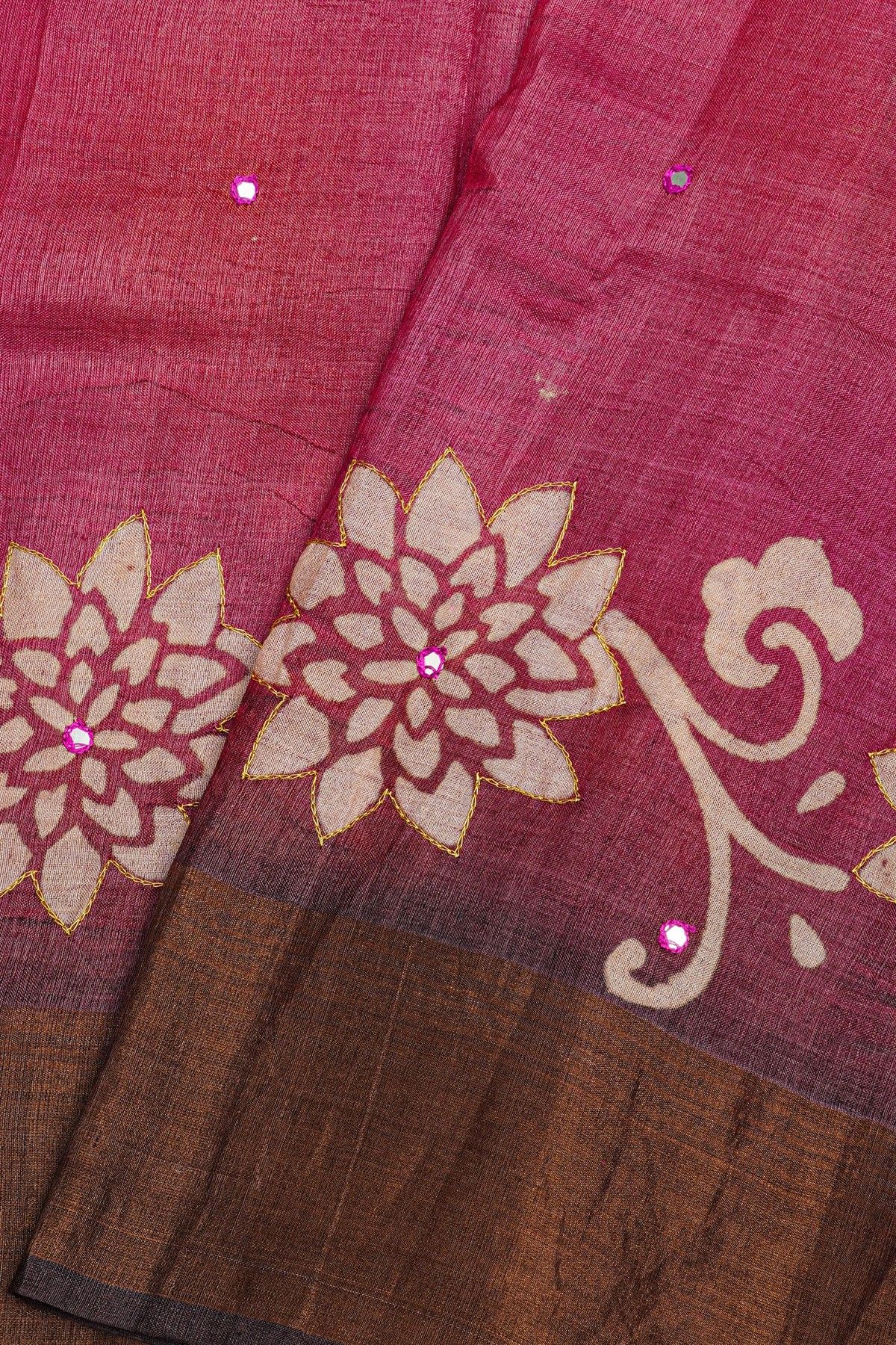 Fancy Tussar Magenta Saree