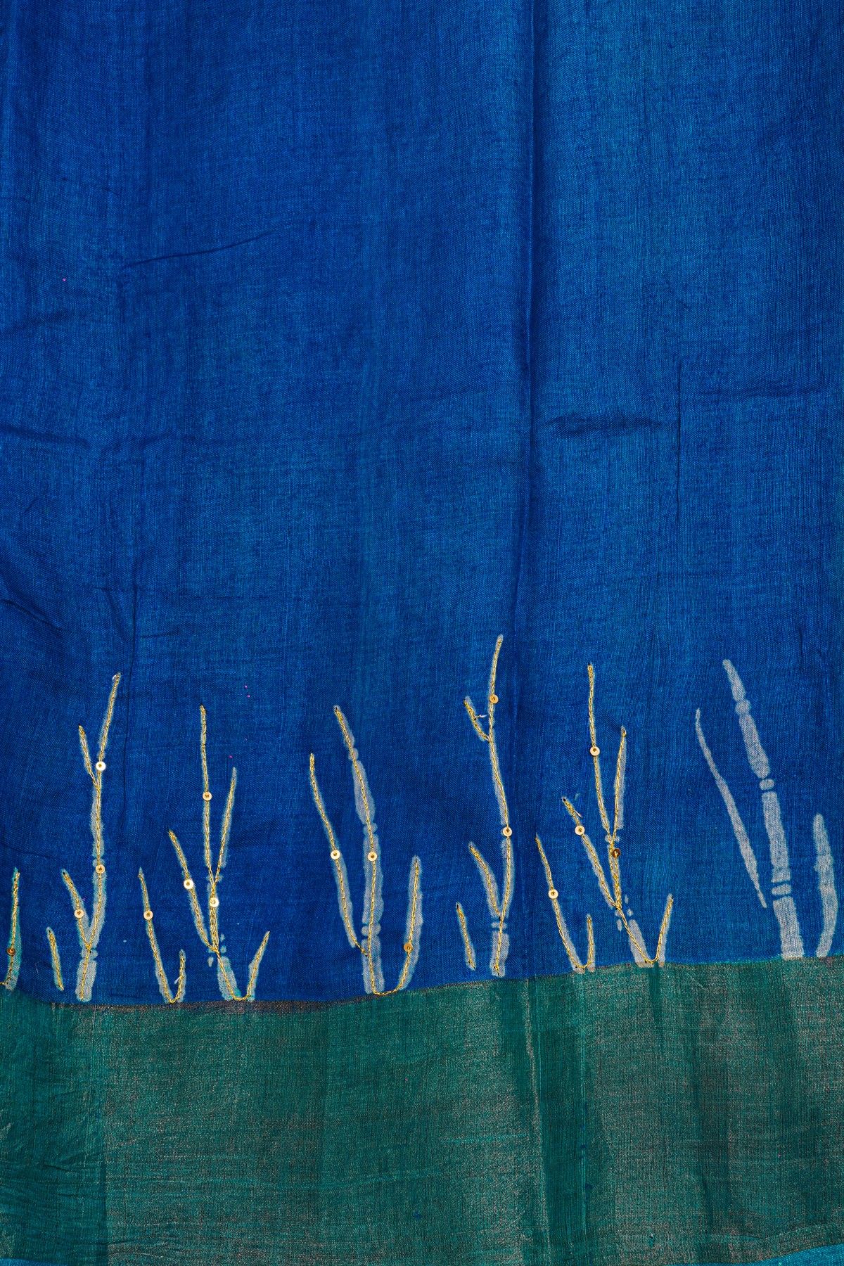 Fancy Tussar Sea Blue Saree