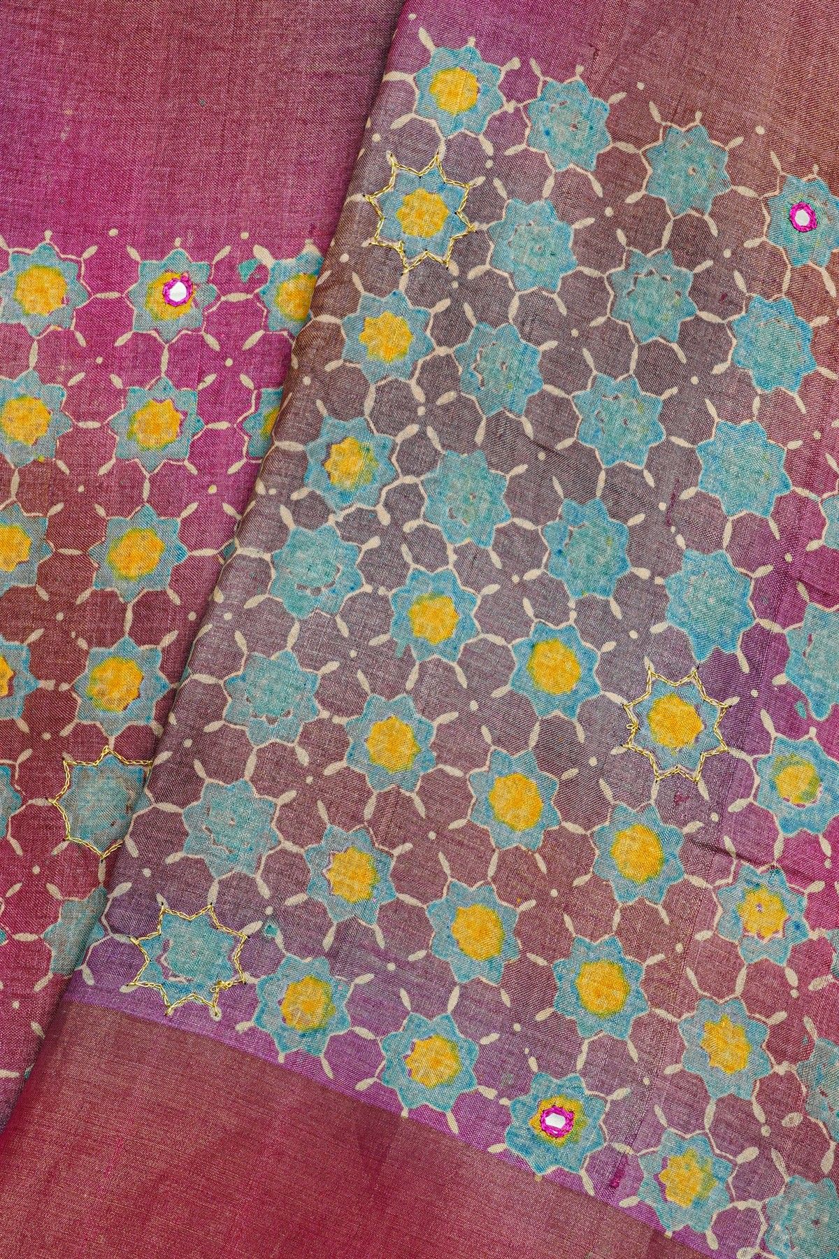 Fancy Tussar Multi Colour Saree