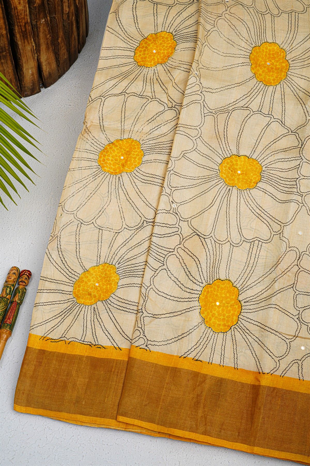 Fancy Tussar Off White Saree