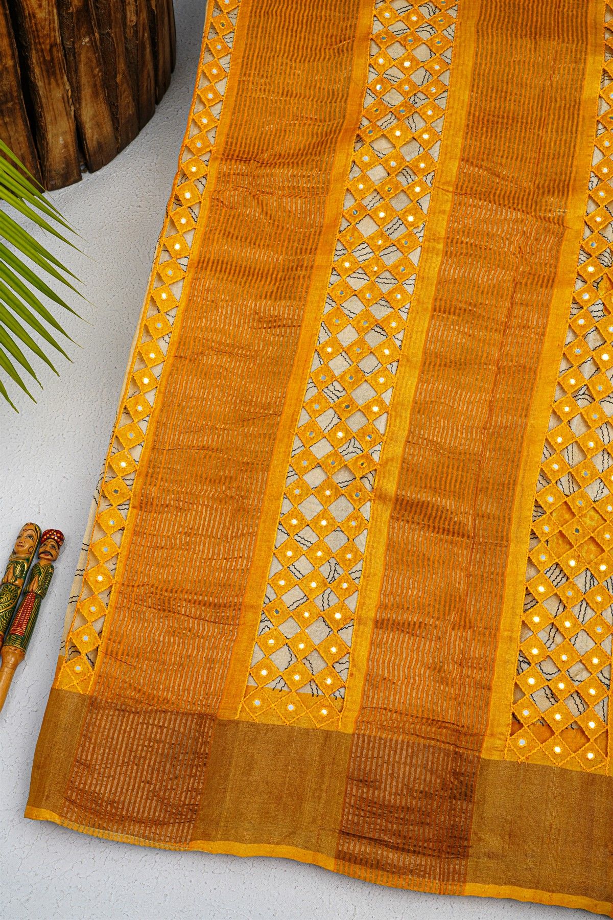 Fancy Tussar Off White Saree