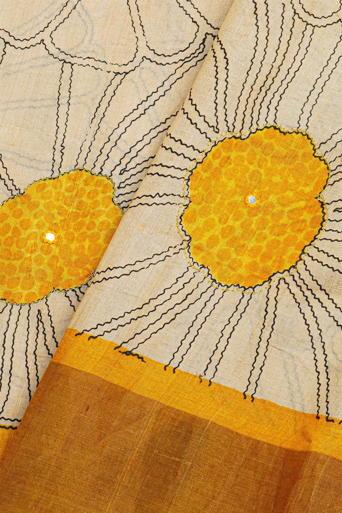 Fancy Tussar Off White Saree