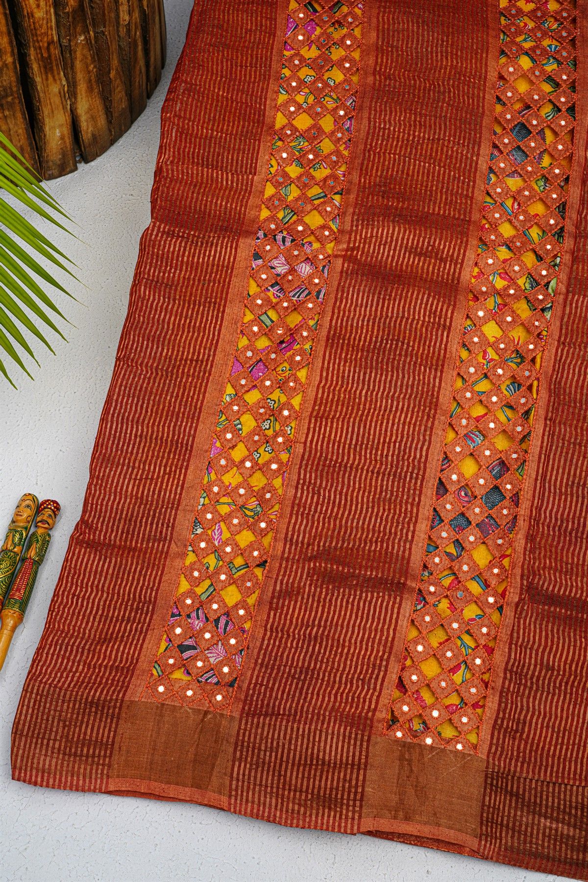 Fancy Tussar Yellow Saree