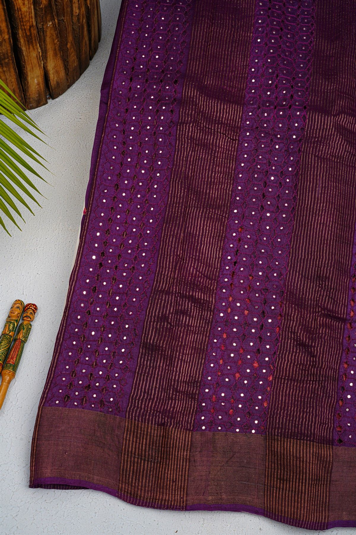 Fancy Tussar Violet Saree