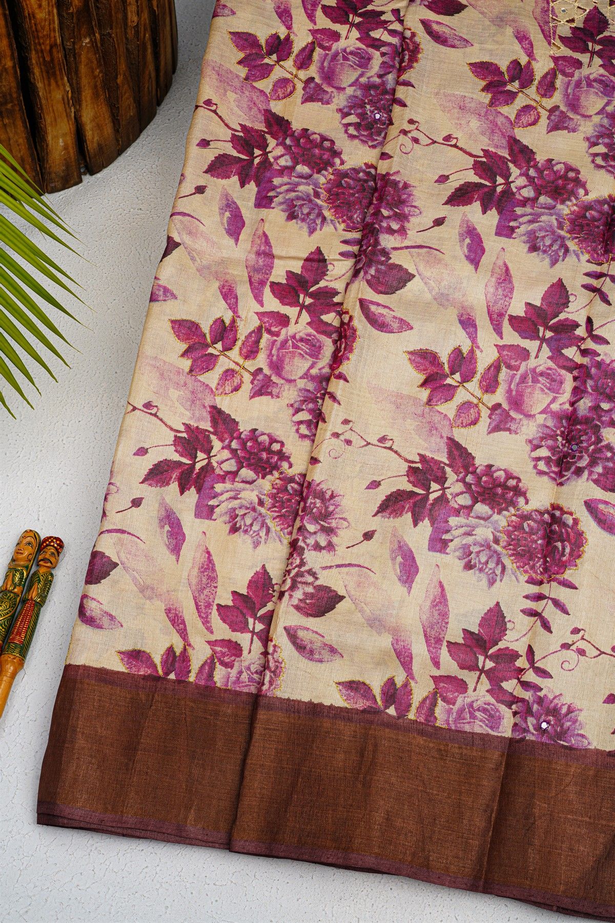 Fancy Tussar Off White Saree