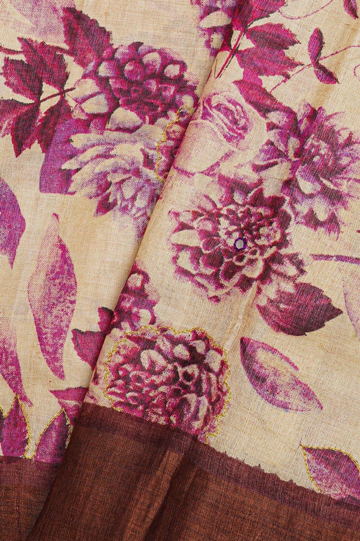 Fancy Tussar Off White Saree