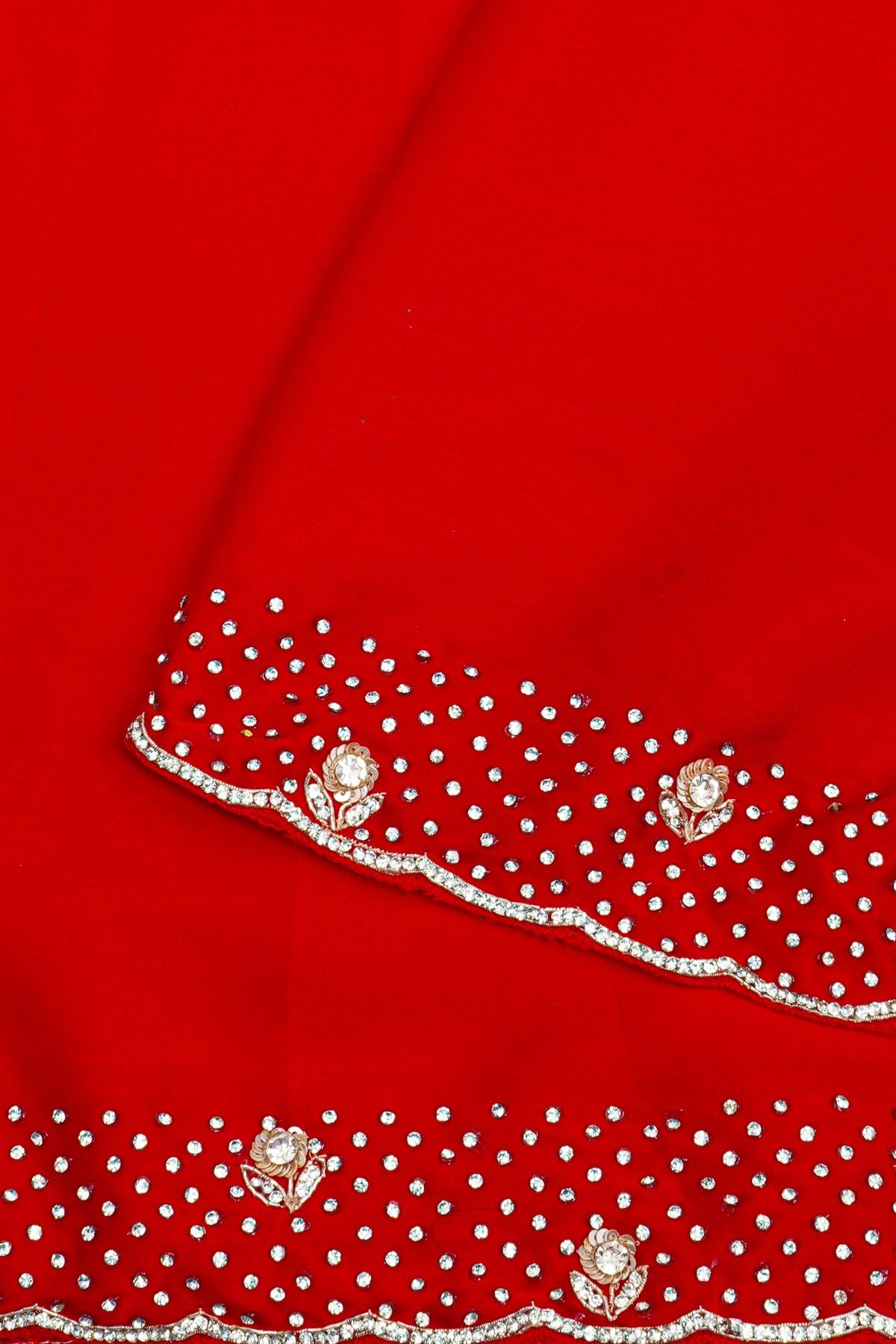 Fancy Crepe Red Saree