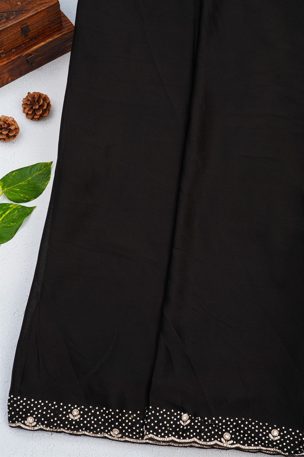 Fancy Crepe Black Saree