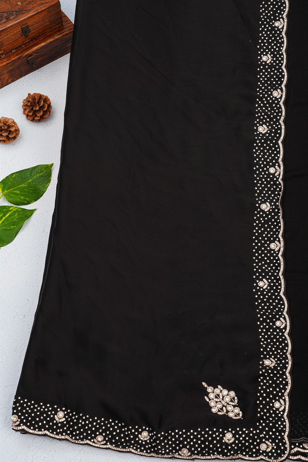 Fancy Crepe Black Saree