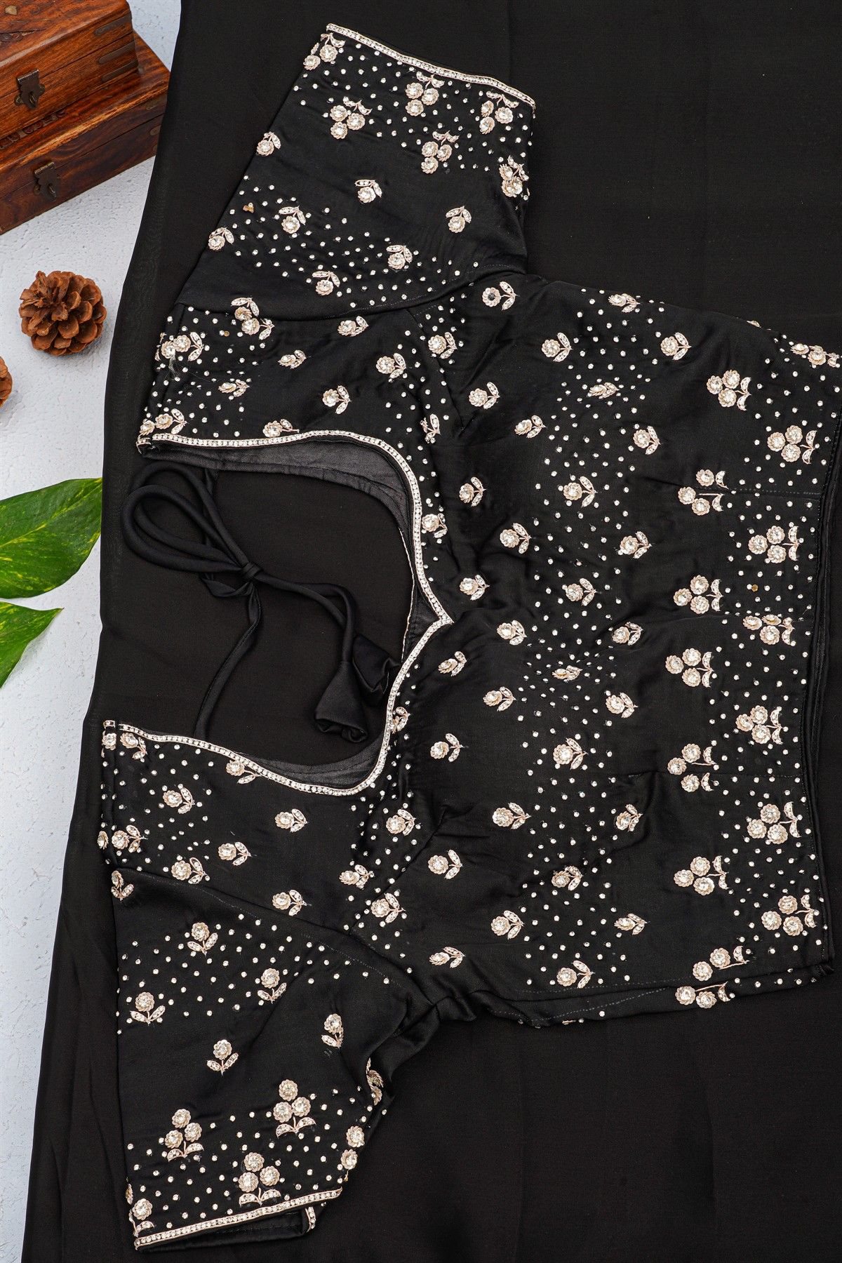 Fancy Crepe Black Saree