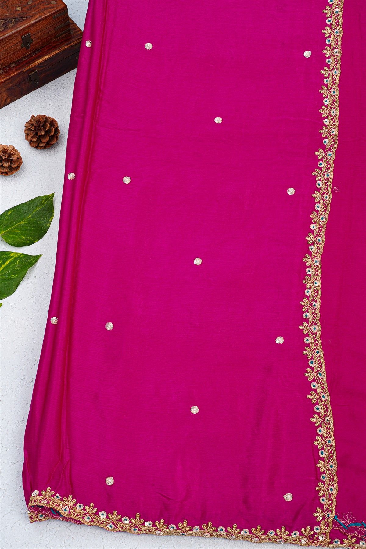 Fancy Crepe Magenta Saree