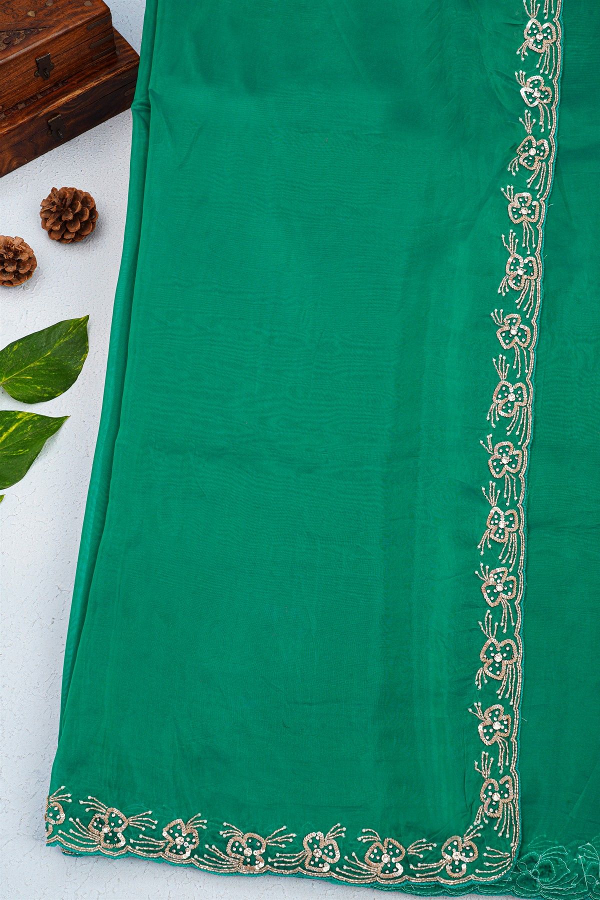 Designer Organza Sea Green Saree