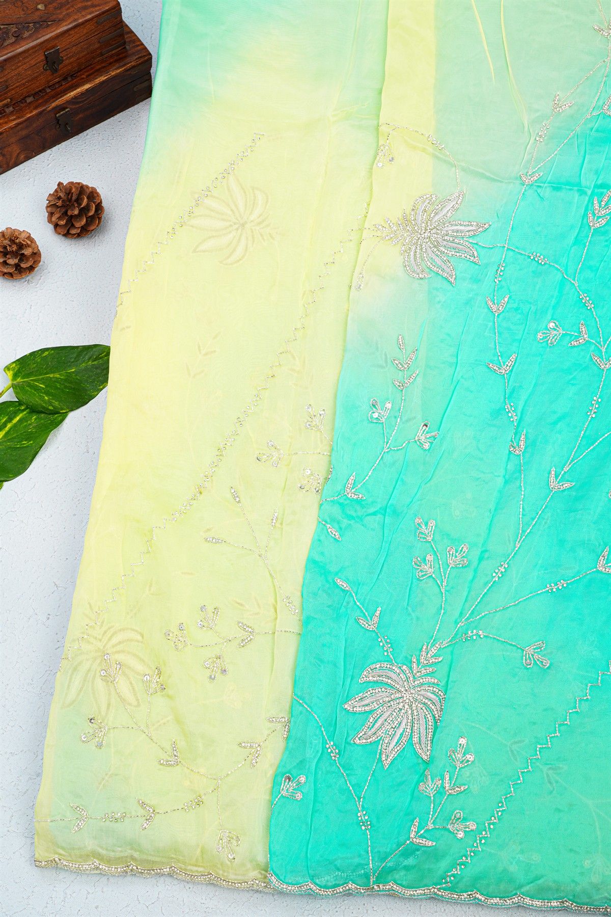 Designer Organza Multi-Colour Saree