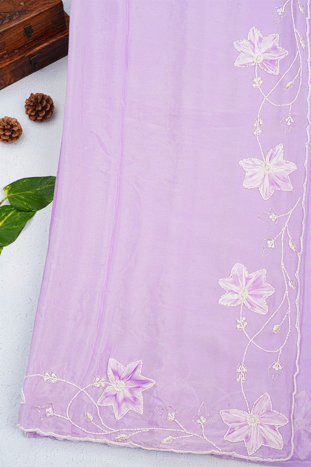 Designer Crepe Lavender Saree