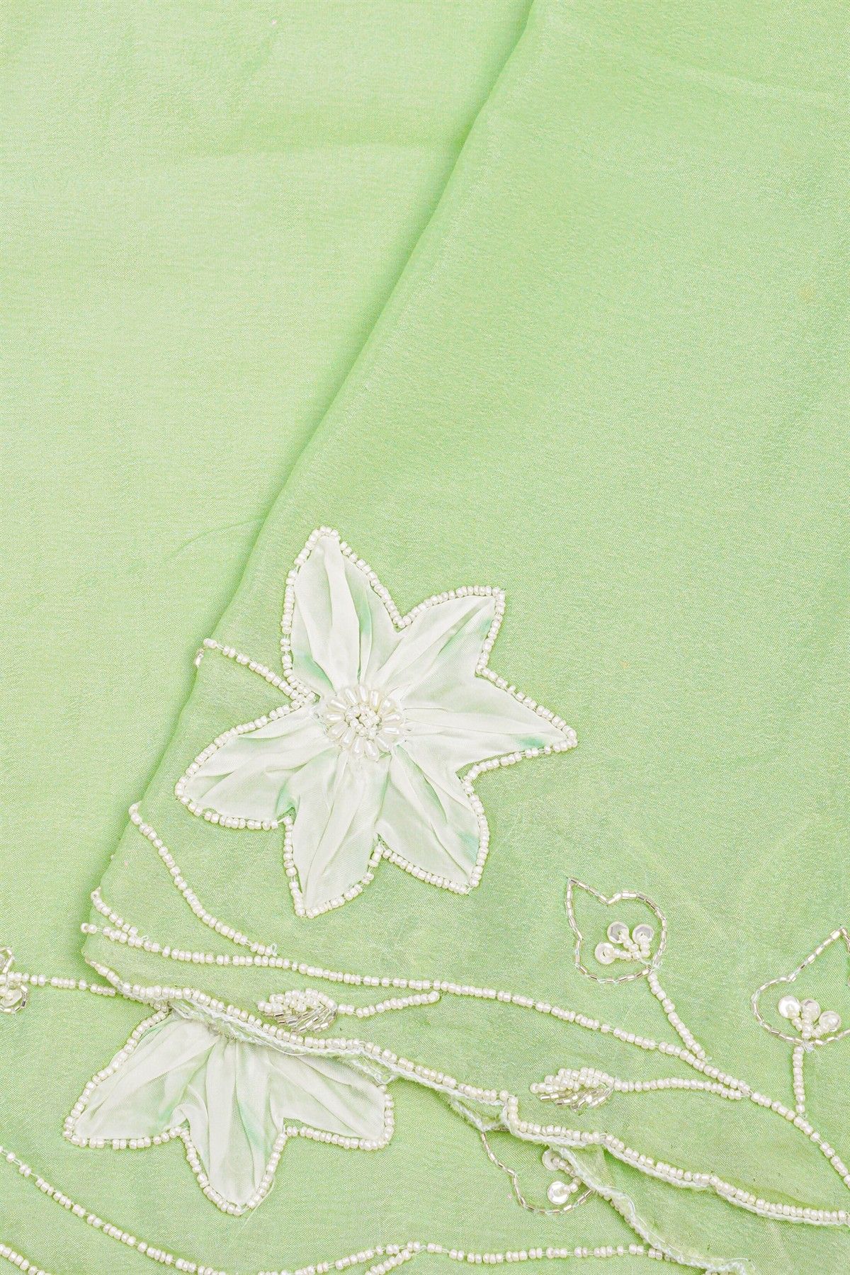 Designer Crepe Pista Green Saree