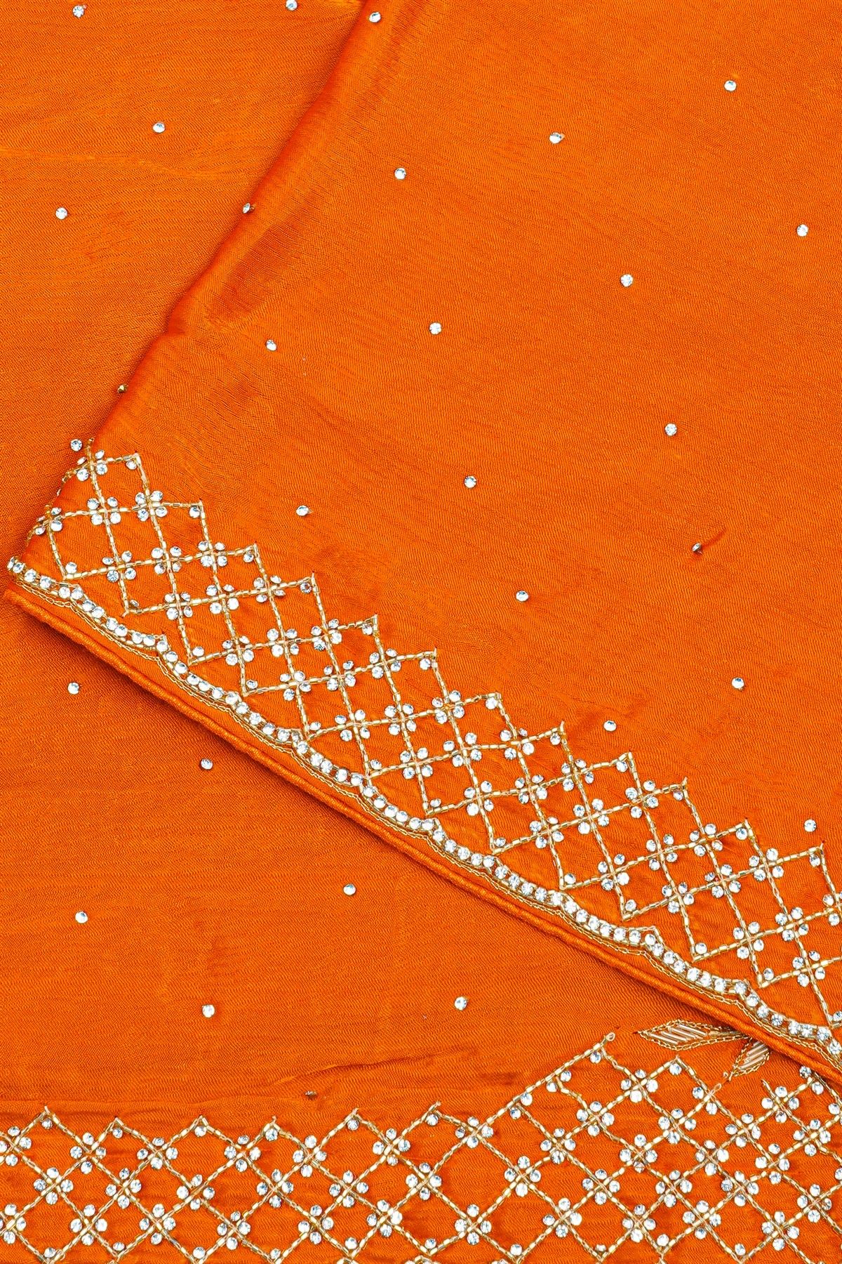 Designer Crepe Orange Saree