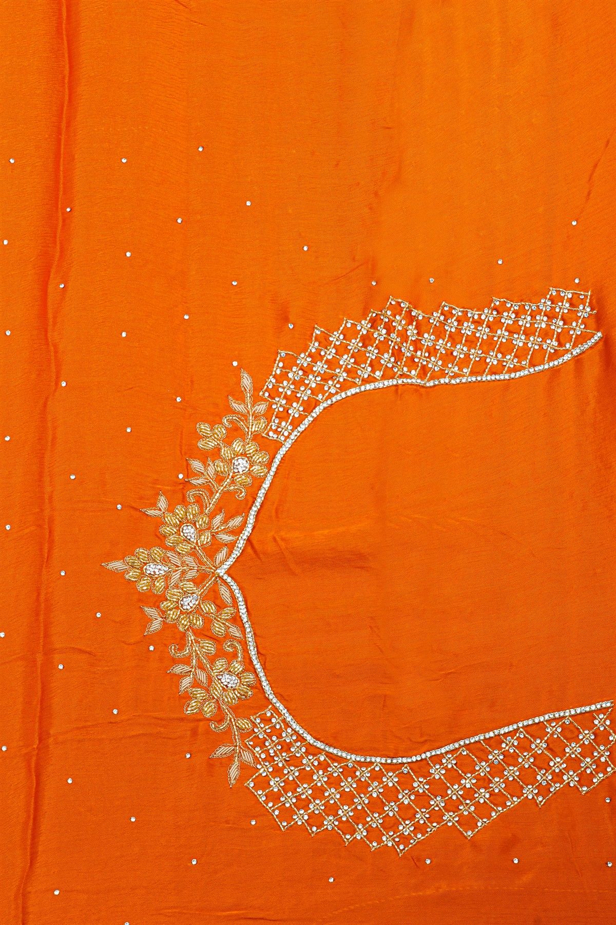 Designer Crepe Orange Saree