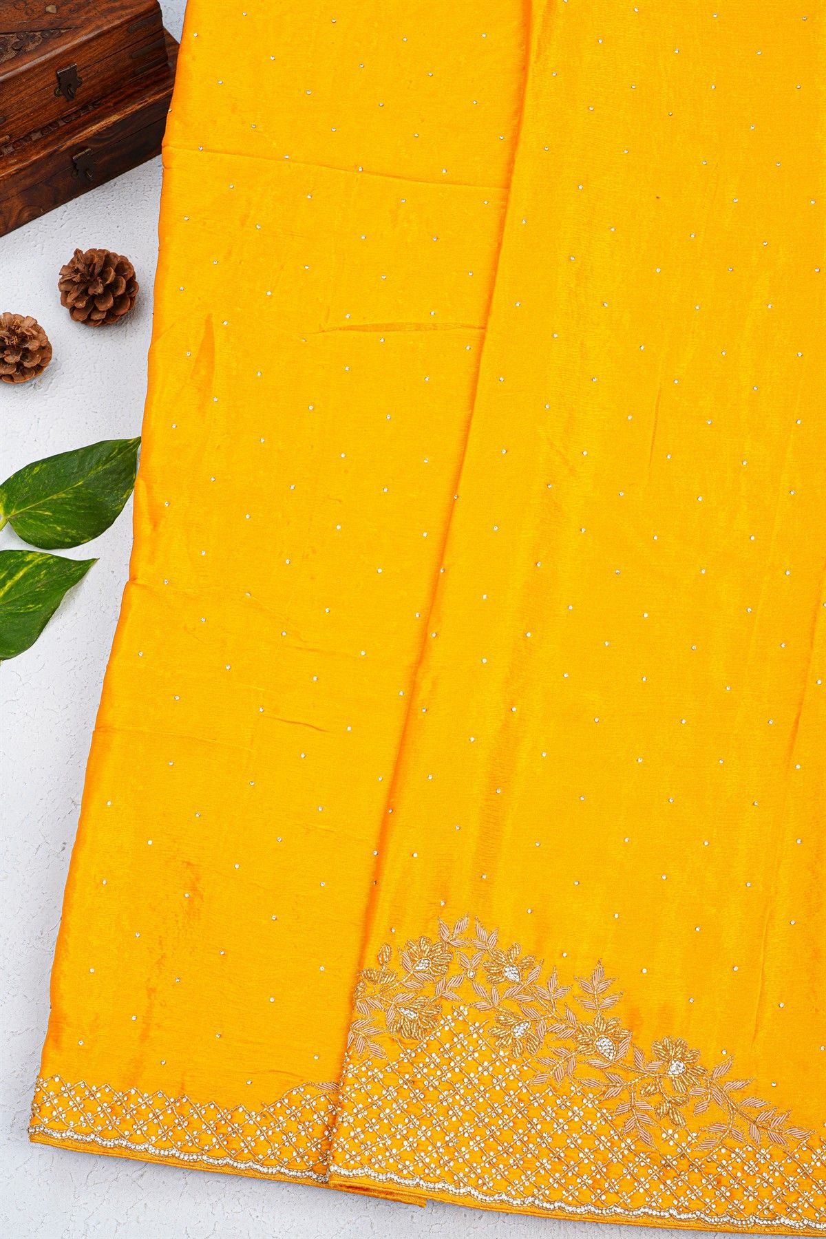 Designer Crepe Yellow Saree