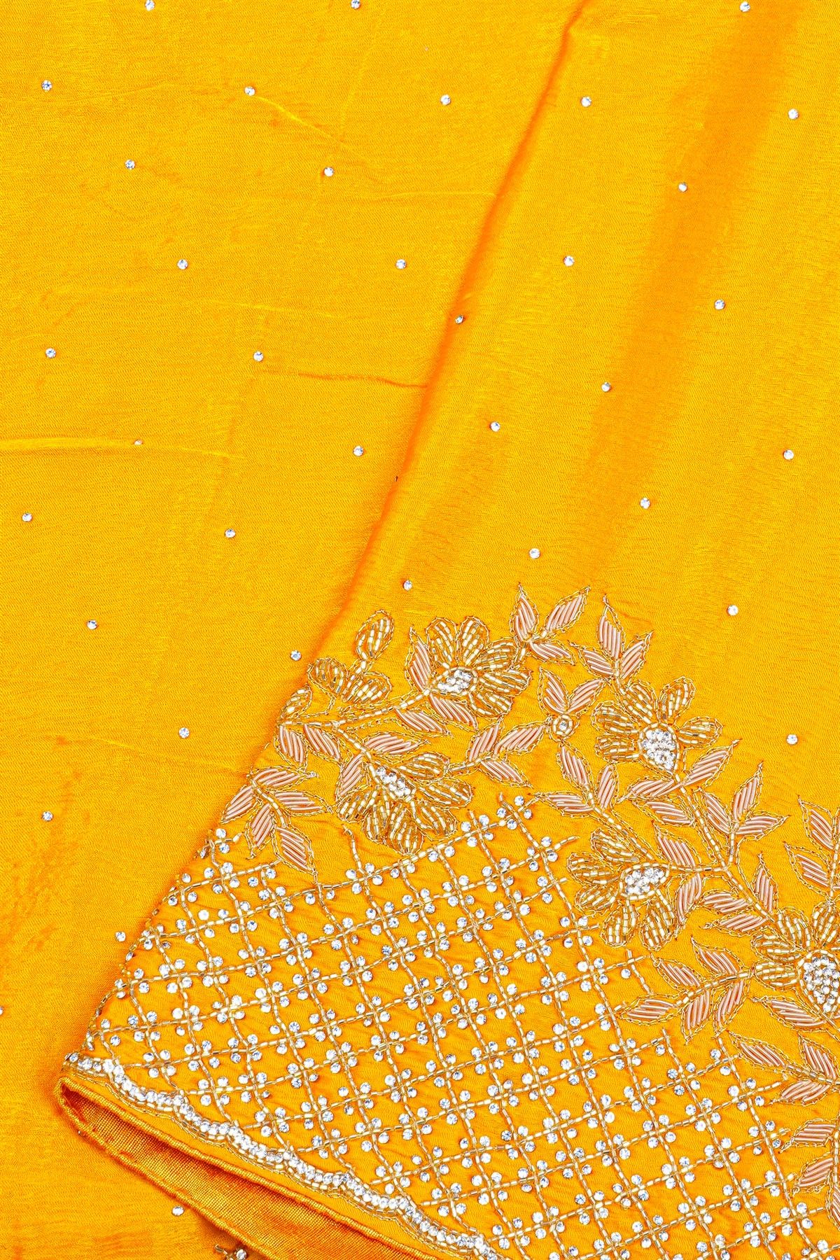 Designer Crepe Yellow Saree