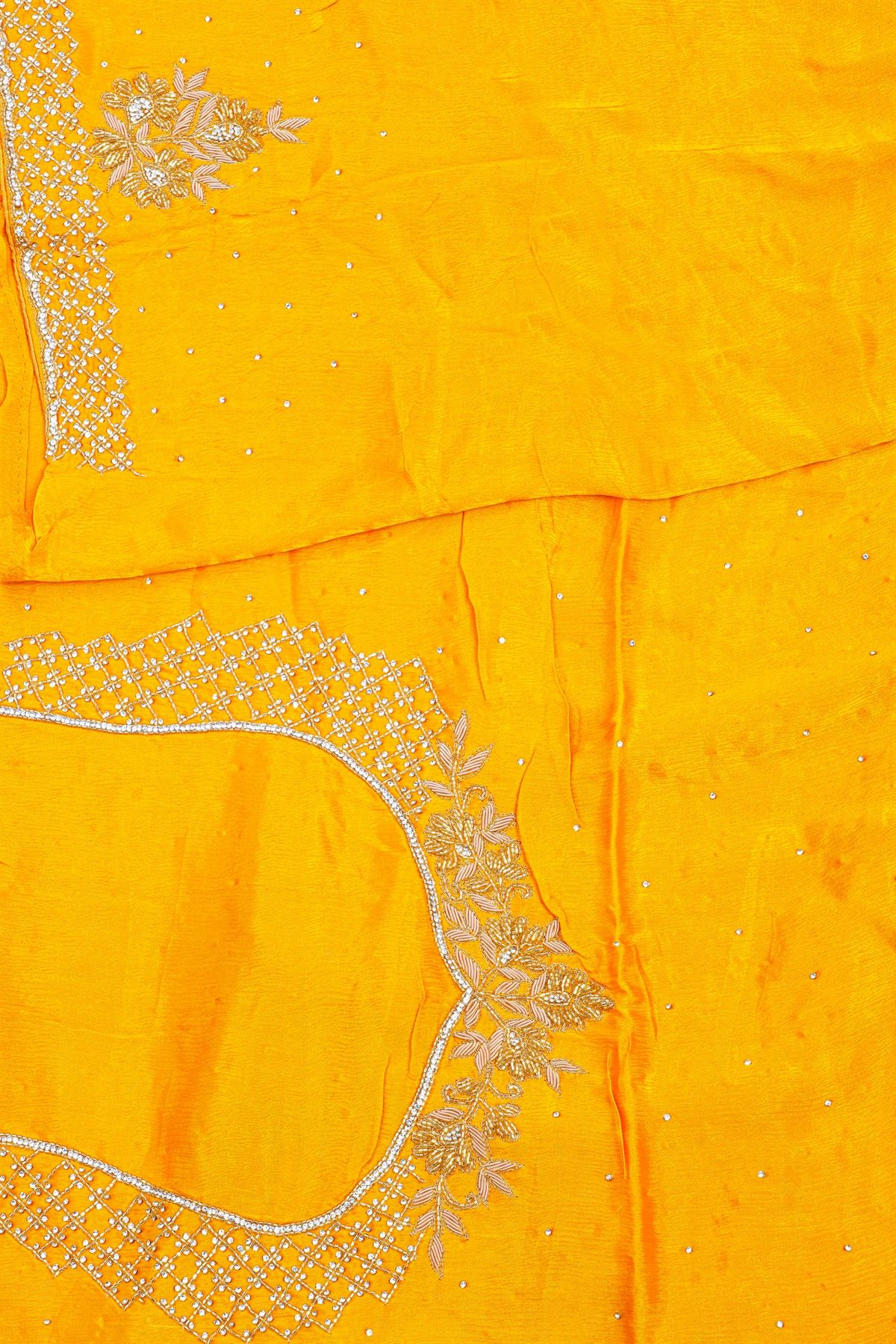 Designer Crepe Yellow Saree